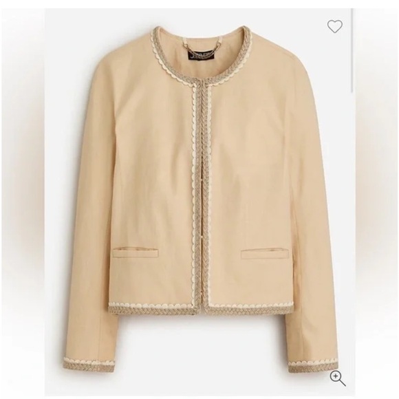 J. Crew Cropped Woven Linen Lady Jacket in Buff Clay - Picture 3 of 11